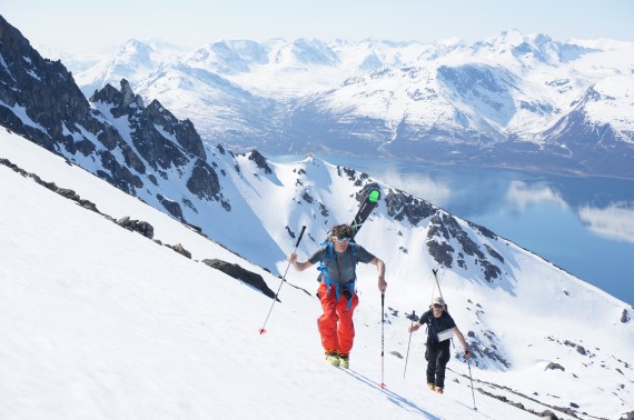 Skiing the Store Durmålstinden 1440 with fellow guides Graham Austick and Mikal Nerberg. Photo: Jimmy Halvardsson