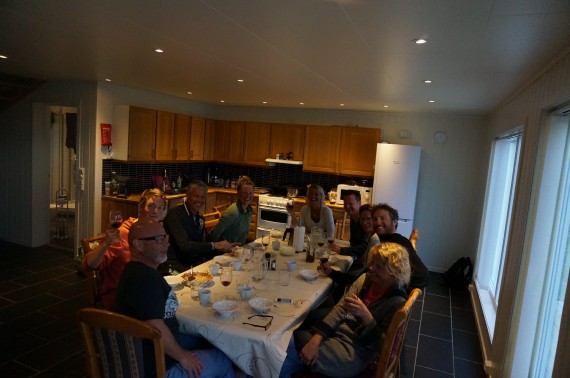 Big dinner with the group on last night together. Pete Gaston, Dave Rosenbarger and Rosanna joining for the season finish at the Ascent Descent ski lodge. Photo: Jimmy Halvardsson