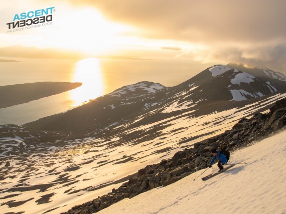 First evening and already skiing in the midnight sun here. Great snow and cool people! Photo: Jimmy Halvardsson