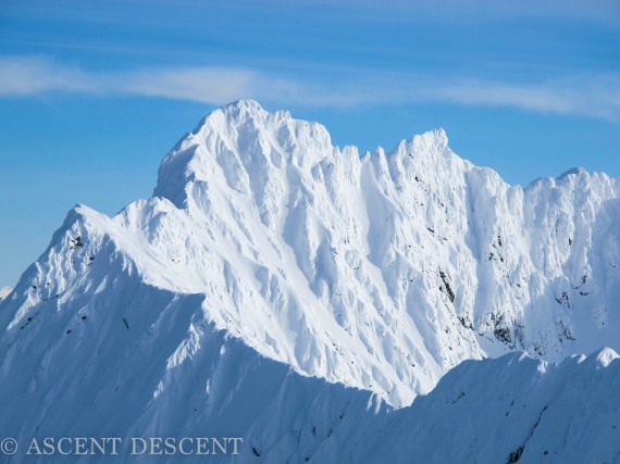 Veidalstinden 1288m is a beautiful peak in the heart of the northern Lyngen peninsula. Photo: Jimmy Halvardsson